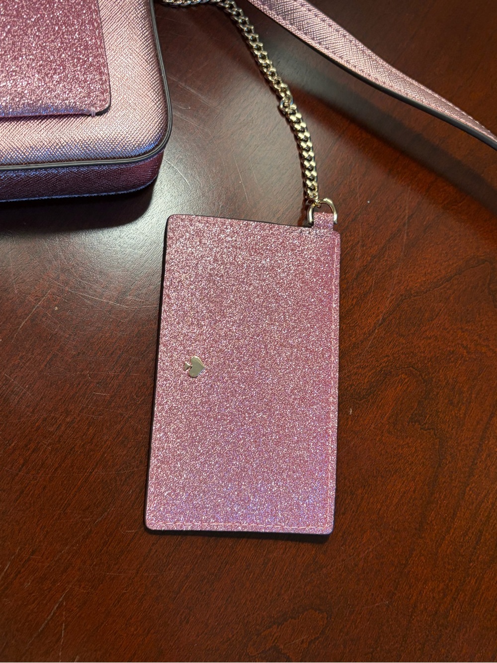 NWT Kate Spade Pink Glimmer Glitter Crossbody/Card Holder Duo - Picture 11 of 13